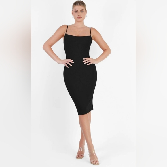 Popilush - Shapewear Solid Modal Slimming Midi Slip Dress (NWT) - Picture 1 of 6
